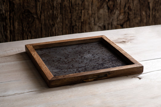 Metal Wood Tray Square Medium