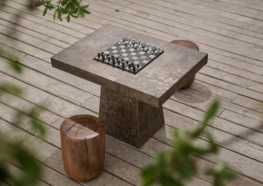 Elena Chess Metal Stone Board Table