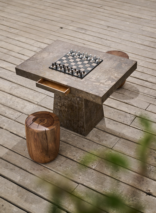 Elena Chess Metal Stone Board Table